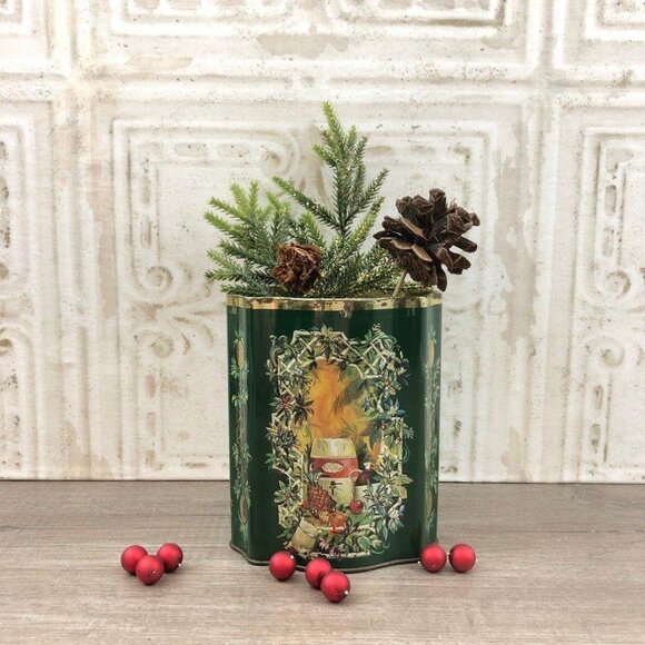 Christmas Tin Canister Made in England for Avon Christmas 1981, Tea Caddy, Coffe - Picture 9 of 10
